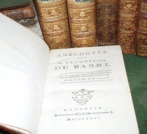 Title page for "Anecdotes Sur Madame La Comtesse Du Barri"