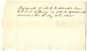 Boarding Receipt, 1862