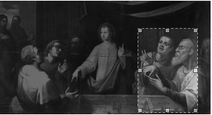 Manually selecting the portion of an artwork that overlaps with the corresponding alternate image.
